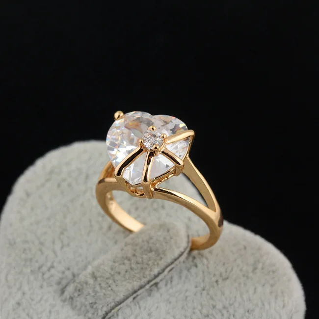 Ювелирные украшения 18K золото прозрачный кубический цирконий большое кольцо в