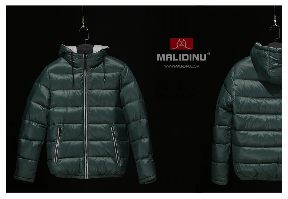 MALIDINU Новинка Пуховик Мужской Зимний Мужская Зимняя Куртка 70% Белая Утка Пух Пуховое Пальто Пуховики Мужские Зимние Куртки Мужские Парка С Капюшоном-30C