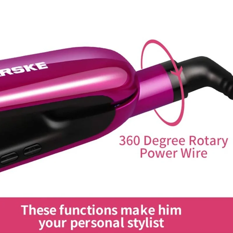 MARSKE 2 in 1 Ceramic Hair Straightener Temperature Adjustable Straightening Iron Straight Plate Flat Curler Styler | Красота и