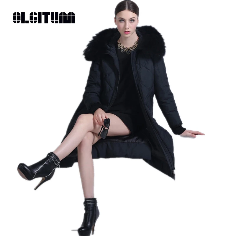OLGITUM высококачественное пальто средней длины женская зимняя меховая парка