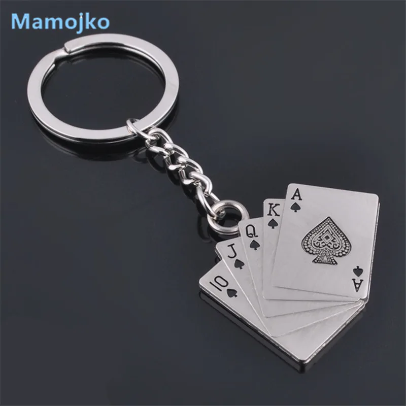Mamojko Cute Poker Alloy Key Chain Fashion Creative Car Key Ring For Women Men Gifts HandBag Pendant Key Holder Ornament