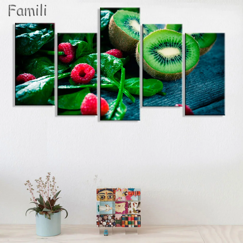 

5Panel Modern Flower fruit Abstract Print Frameless Canvas Art Painting Home Decoration Modular Picture for Living Room Wall