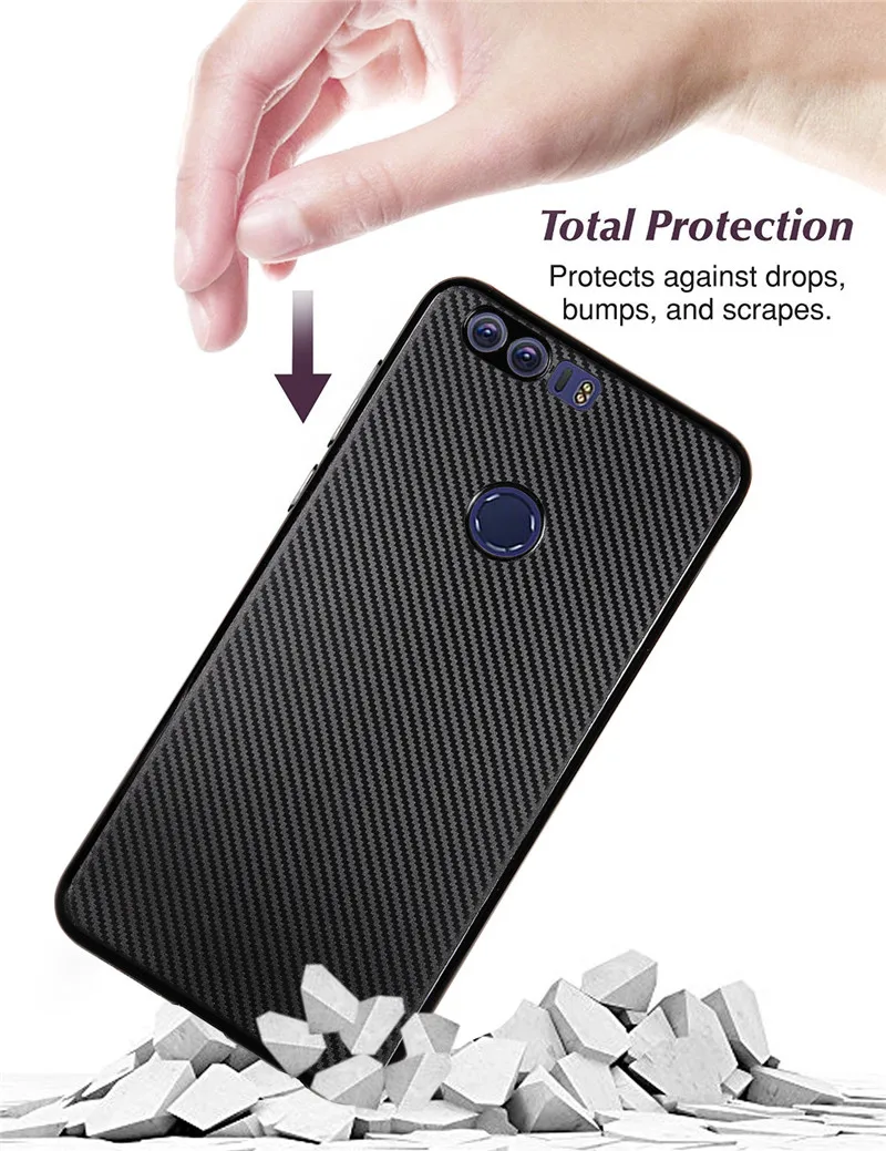Чехол wolfrole Huawei Honor 8 чехол Роскошный с полной защитой из углеродного волокна