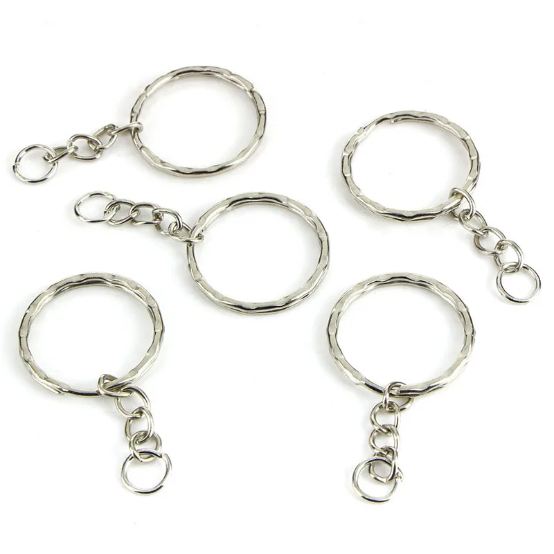 

50pcs Polished Keyring Keychain Split Ring With Short Chain Key Rings Women Men DIY Key Chains Dia 25mm