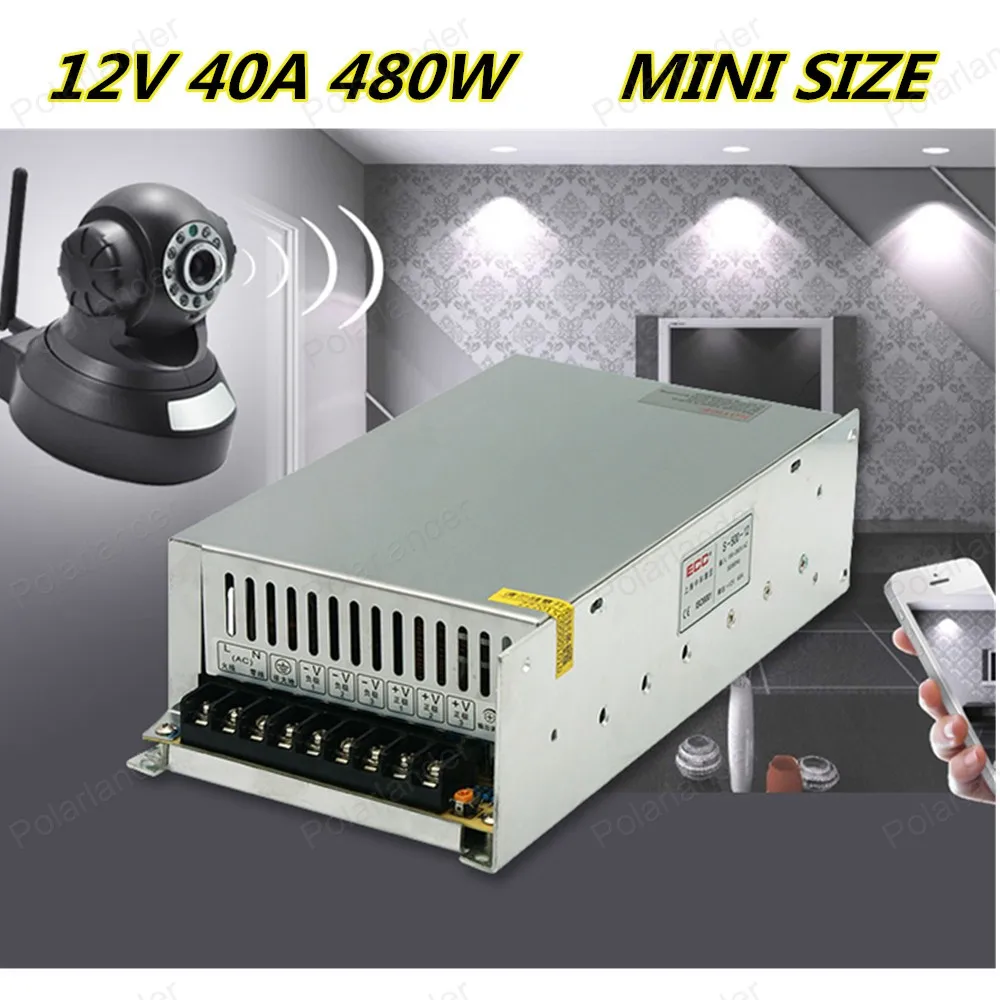 

Switch Power Supply 12V 40A 480W for 110-220V Security System for CCTV Camera