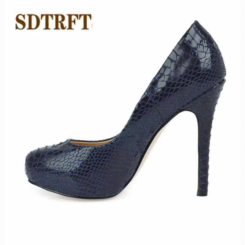 SDTRFT/женские туфли на шпильках 11 см большие размеры: 35 42 43|sapato feminino|snake print pumpsprint pumps |