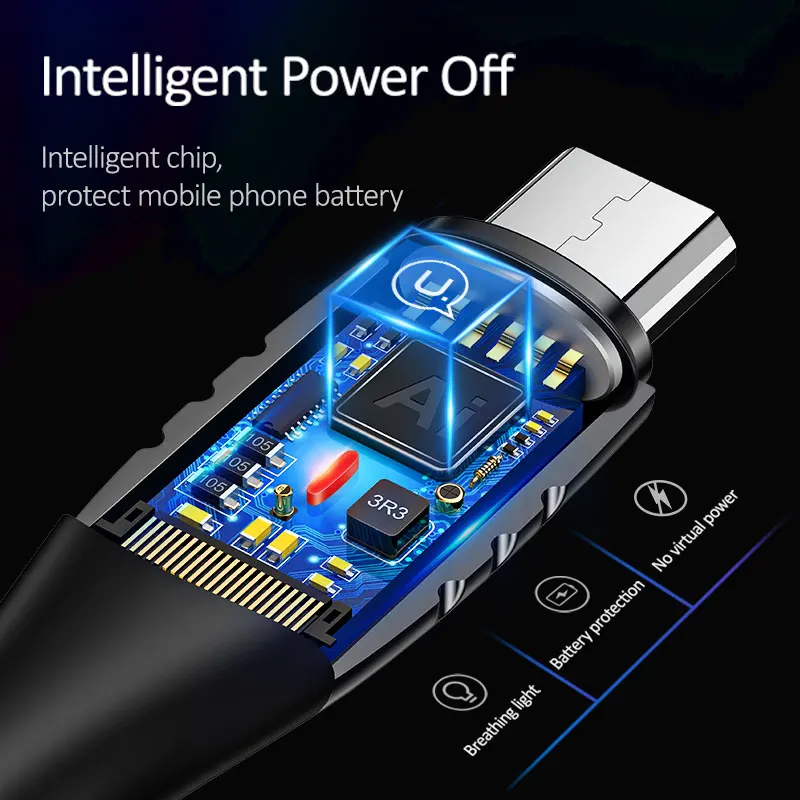 Кабель Micro USB USAMS автоматически отключенный нейлоновый плетеный кабель со