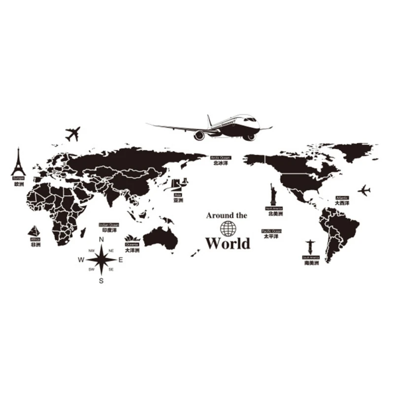 

DIY World Map Removable PVC Vinyl Art Wall Sticker Room Decal Mural Decor Wall Sticker 60*90CM