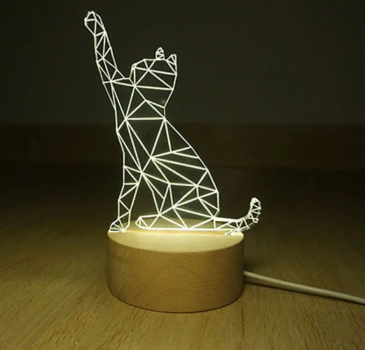 Mycyk 3d твердый деревянный подарок usb Ночник подарок домашний День Святого Валентина кошка ходить назад моделирование Шиба ину Такса в форме ночной лампы