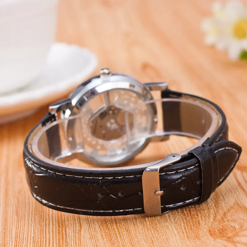 Reloj Mujer Lmitation механические часы полые PU Кожаный ремешок Для мужчин женщин модные
