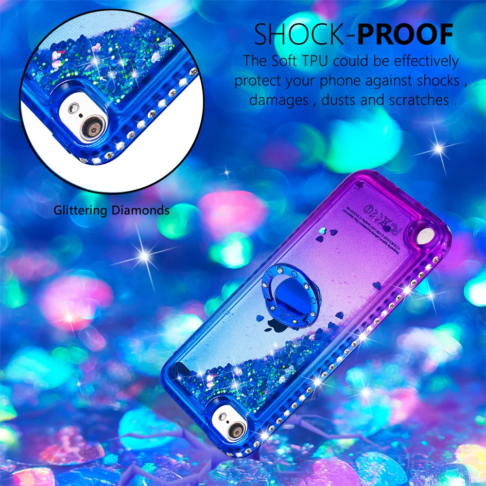 Quicksand bling Case For Apple iPod Touch 6 Cover TPU Back 5 With Ring Buckle Bracket touch touch6 |