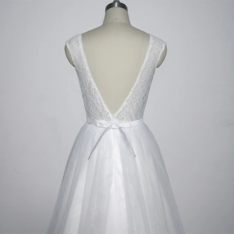 E JUE SHUNG White Lace Backless Wedding Dresses 2018 Cap Sleeves Sheer Beach Gowns robe de mariee vestidos novia | Свадьбы и