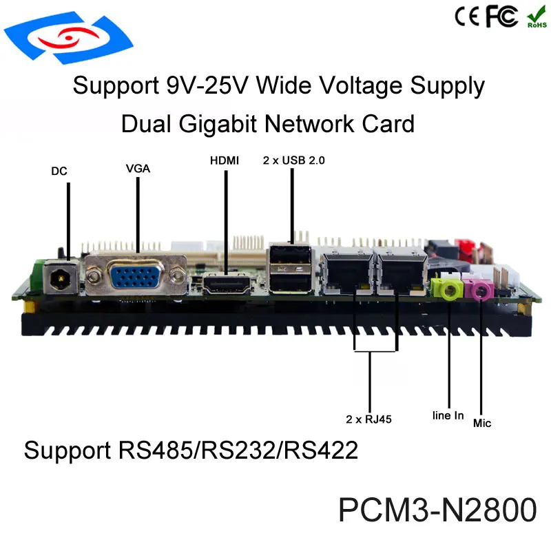 Материнская плата Intel Atom N2800 без вентилятора с DC 12 В материнская для
