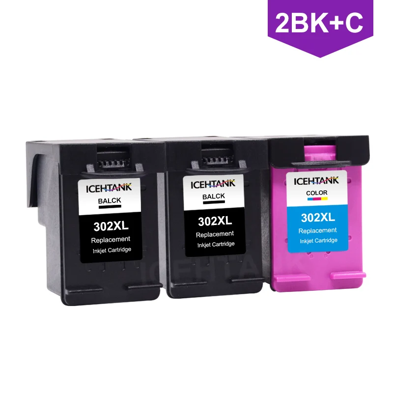302 BK X 2 C X 1 Icehtank 302XL патрон Замена для hp 302 для hp 302 XL чернильный картридж с чернилами hp Deskjet 1110 1111 1112 2130 2131 - Цвет: 302 BK X 2 C X 1