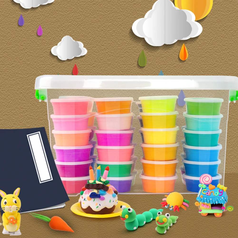 24 цвета с инструментами яркий цвет Дети учебное моделирование полимерная мягкая