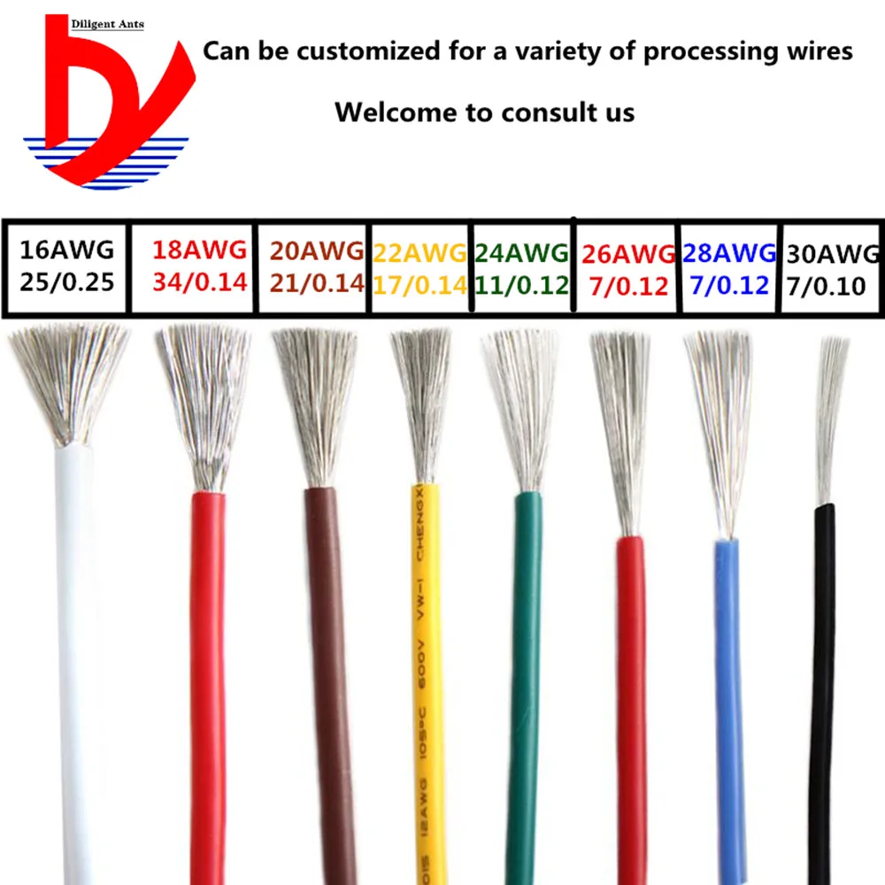 10 м/партия UL 1007 30AWG 10 цветов провод и кабель медная Луженая Медь PCB линия RoHS UL сертифицированный изолированный светодиодный кабель