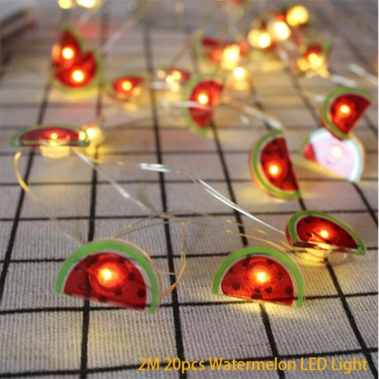 watermelon LED light 2 м светодиодный струнный светильник s украшение DIY Фламинго вечерние украшения 10 светильник s Единорог Декор летние вечерние принадлежности свадебный Декор Светильник - Цвет: watermelon LED light