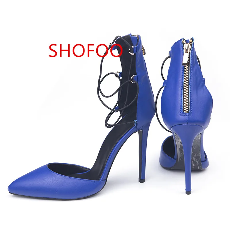 Красивая и стильная женская обувь из синей замши (PU) на молнии туфли лодочки