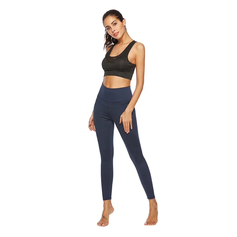 Navy CHRLEISURE, одноцветные, высокие, эластичные, для йоги, женские, дышащие, для подъема бедер, леггинсы, спортивные, для женщин, для фитнеса, для йоги, пуш-ап - Цвет: Navy
