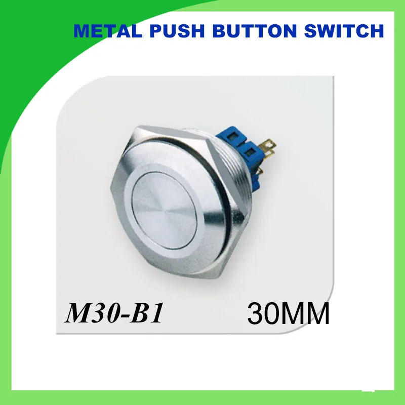 

30mm metal push button waterproof flat self-locking Stainless Steel 2NO2NC