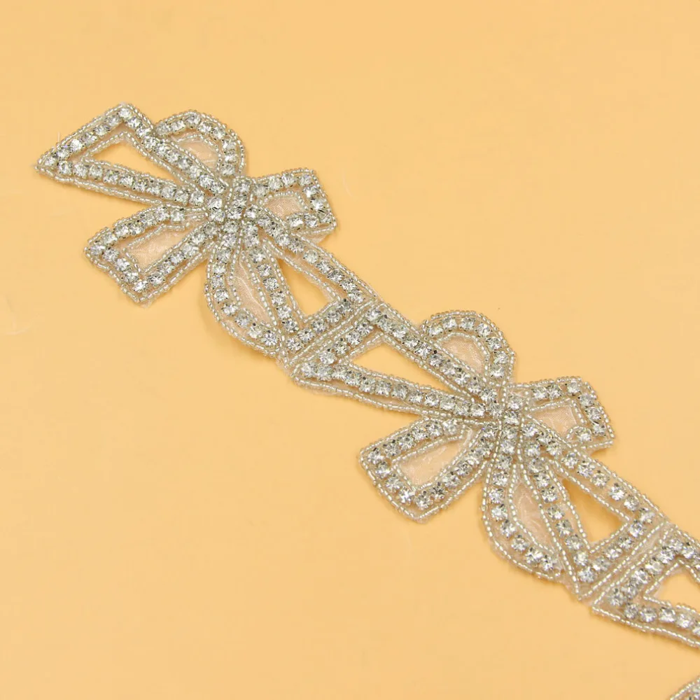 1 ярд 6 5 см ширина Бант горный хрусталь аппликация цветок бисером пояс повязка