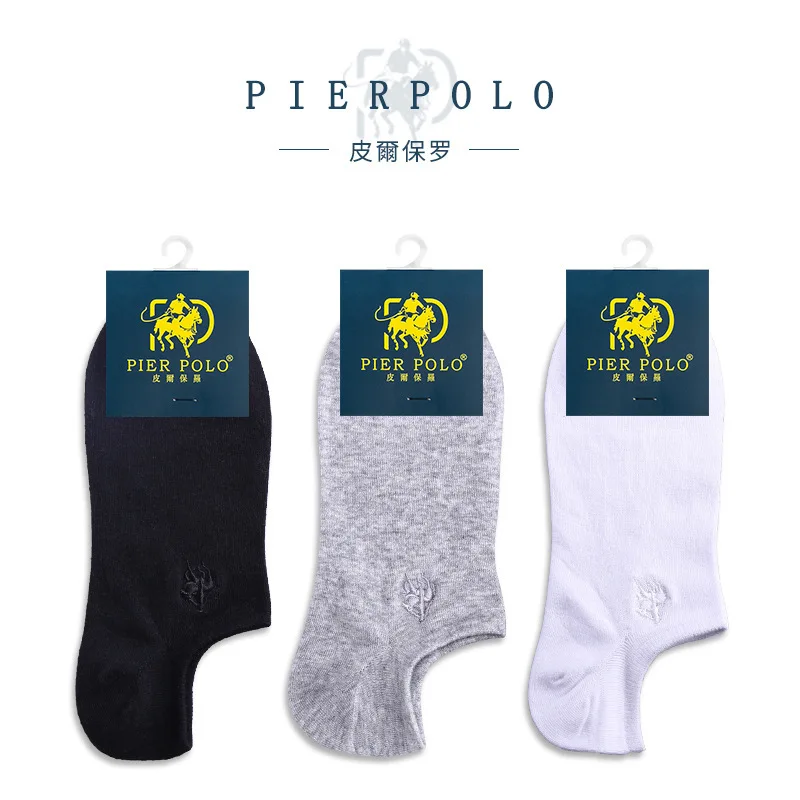 5 пар/партия мужские носки из чистого хлопка для бега с вышивкой Pier POLO