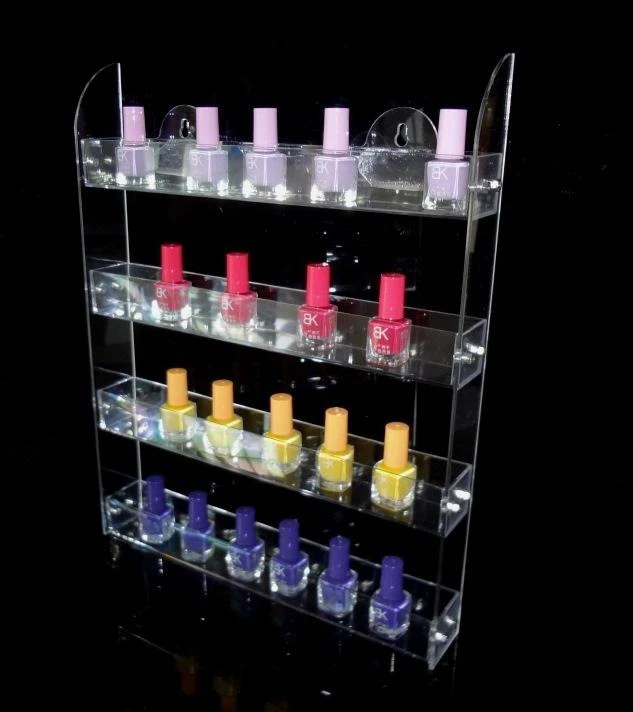 Прозрачная акриловая полка для лака ногтей настенные крепления косметические