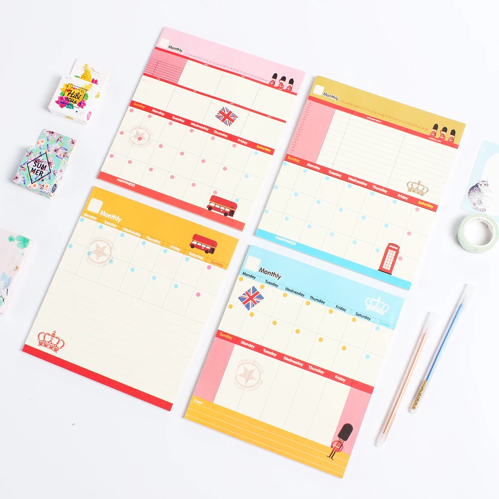 Милый мультфильм английская серия человек стол планировщик блокнот