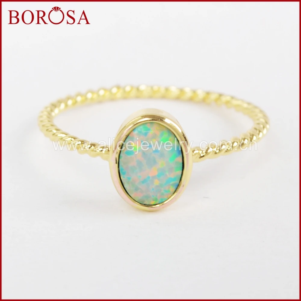 BOROSA 10 шт новые золотые ободки овальной формы японские драгоценные камни опалы