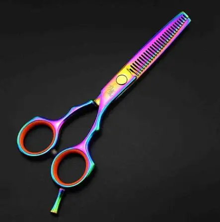 colorful thinning 5,5 дюймовые Парикмахерские ножницы для домашних животных, филировочные ножницы для стрижки собак и кошек, парикмахерские стильные профессиональные разноцветные ножницы - Цвет: colorful thinning