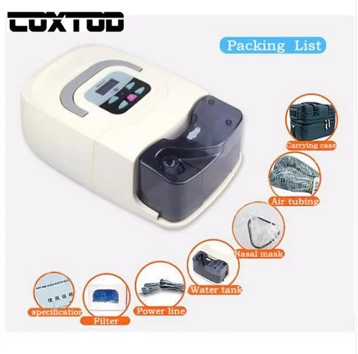 Coxtod дома Применение Портативный CPAP машины респиратор для апноэ сна osahs СОАС храпа люди w/носовой маски, головные уборы, трубки, мешок