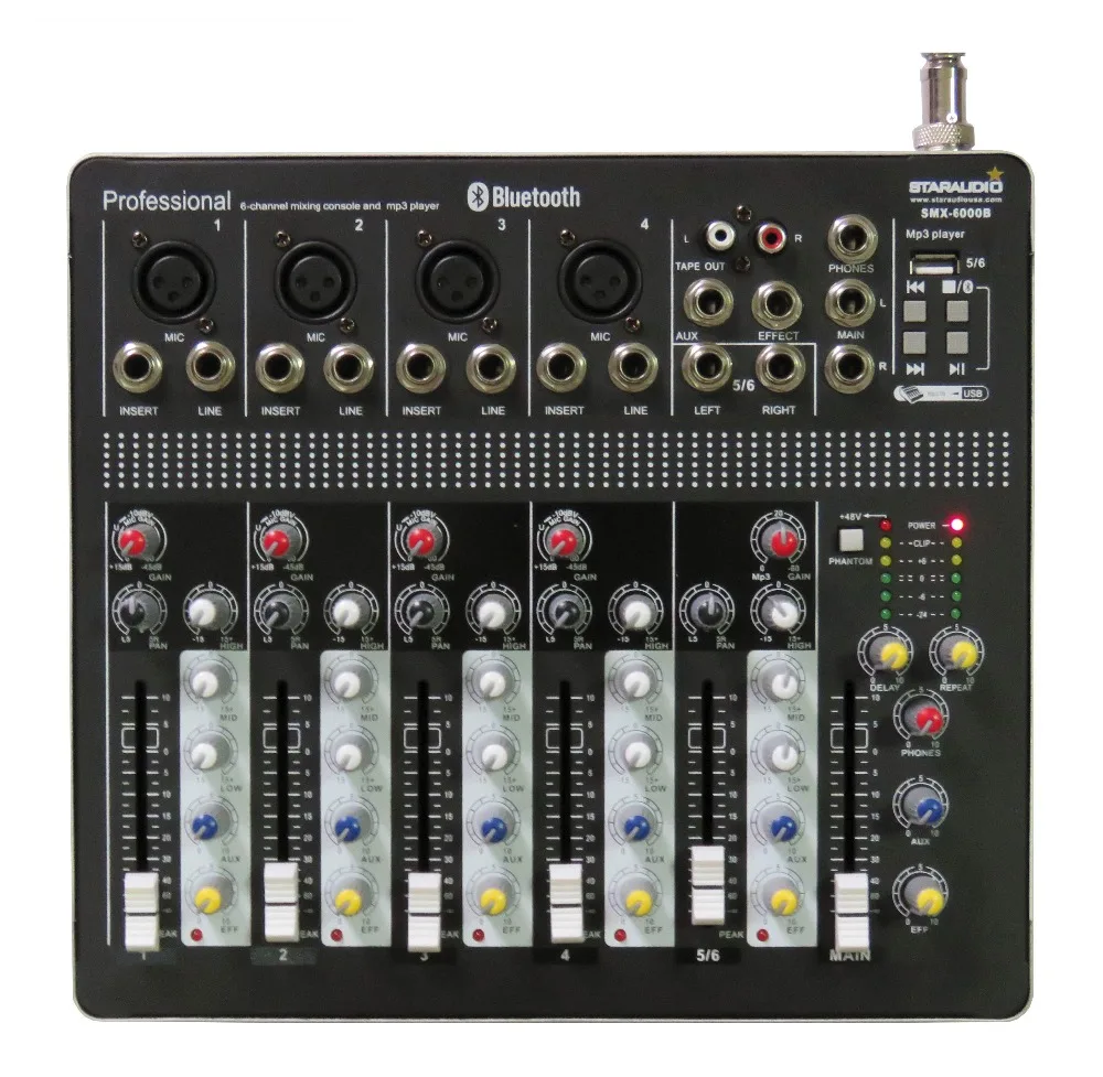 STARAUDIO Профессиональный DJ сценический клуб аудио 6 канальный USB Mp3 Bluetooth миксер SMX