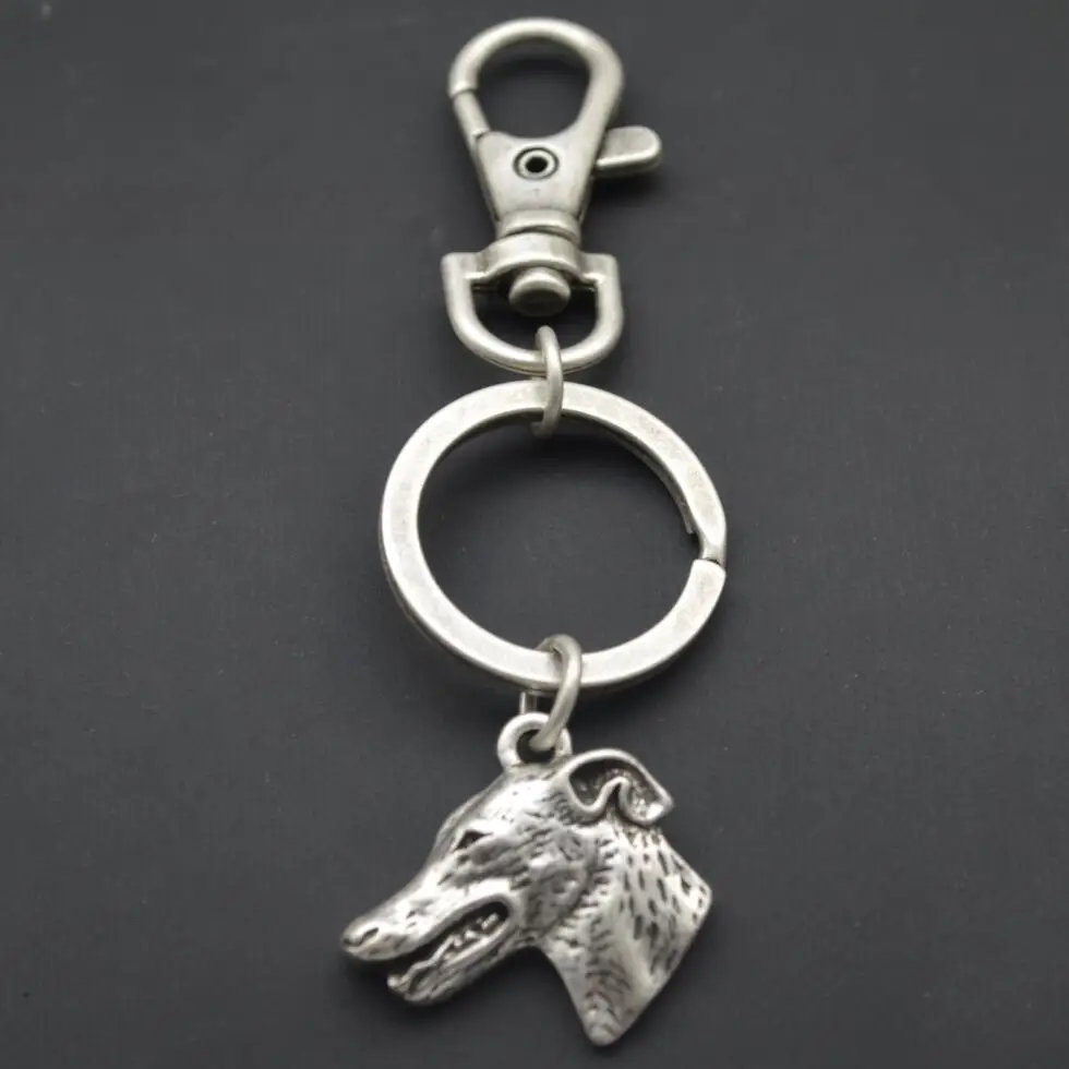 Оптовая продажа винтажный серый гондук английская цепочка для ключей Greyhound