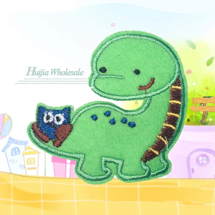 1 шт. ткань с вышивкой Зеленый Динозавр своими руками утюгом аппликация нашивка