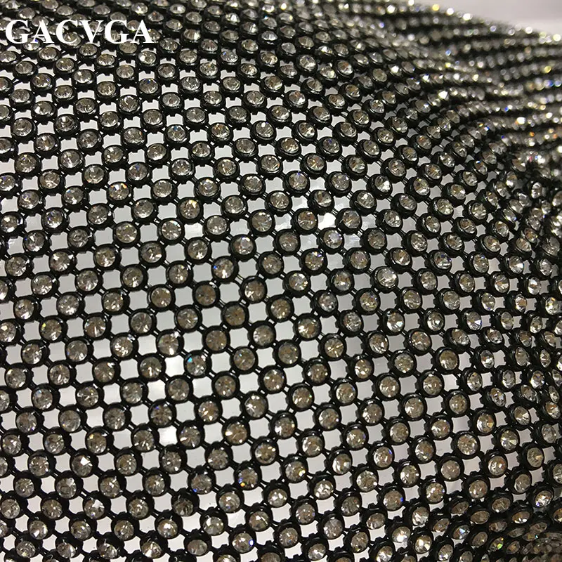 Женский укороченный топ с кристаллами GACVGA черный металлический Топ без косточек