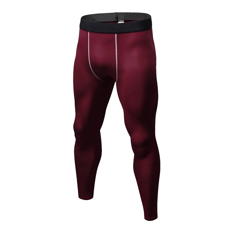 Wine red-1022 Мужские компрессионные плотные Футболки с длинным рукавом, теплые термотопы для бега, фитнеса, спортзала, футбола, спортивная одежда - Цвет: Wine red-1022