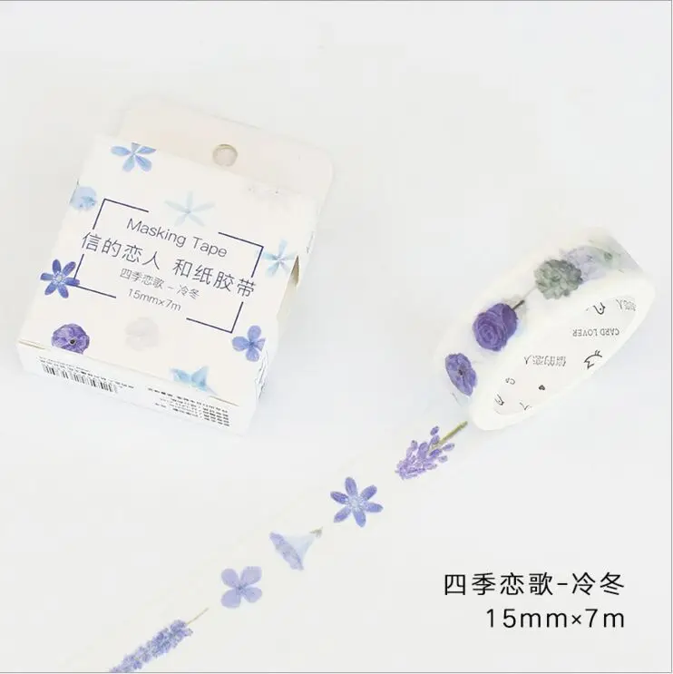 

15mm Wide Four Seasons Cold Winter Plants Flowers Life Decoration Washi Tape DIY Planner Diary Scrapbook Sticker Masking Tape