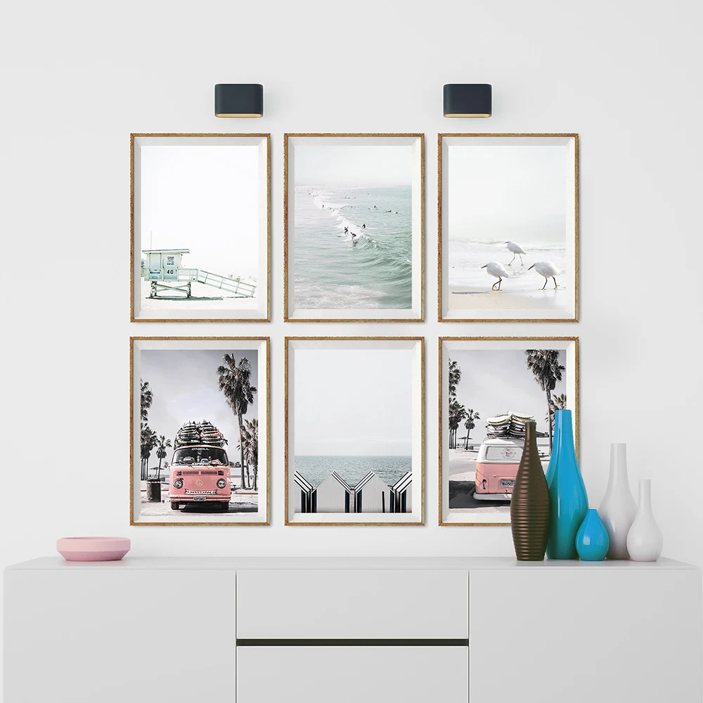 

California Beach Poster Art Santa Monica Beach Prints Coastal Canvas Painting Wall Art Nordic Decoration Pictures Surf Decor