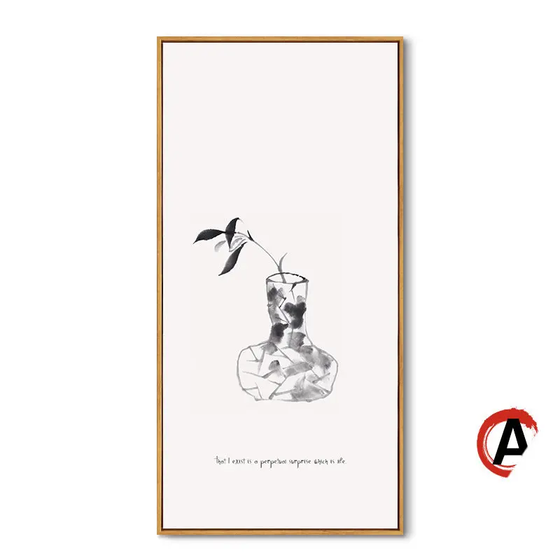 Черно белые простые цветы китайский стиль Водные чернила холст живопись