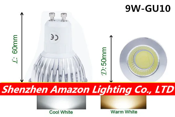 

Ultra Bright COB Chips GU10 LED lamp 220V 110V 9W High Lumen LED Bulb spot light 6pcs/lots