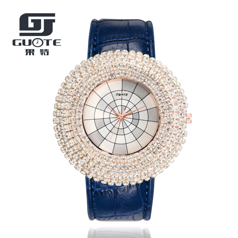 2017 Для женщин Часы Роскошные брендовые модные Австрия Кристалл Дамы Золото