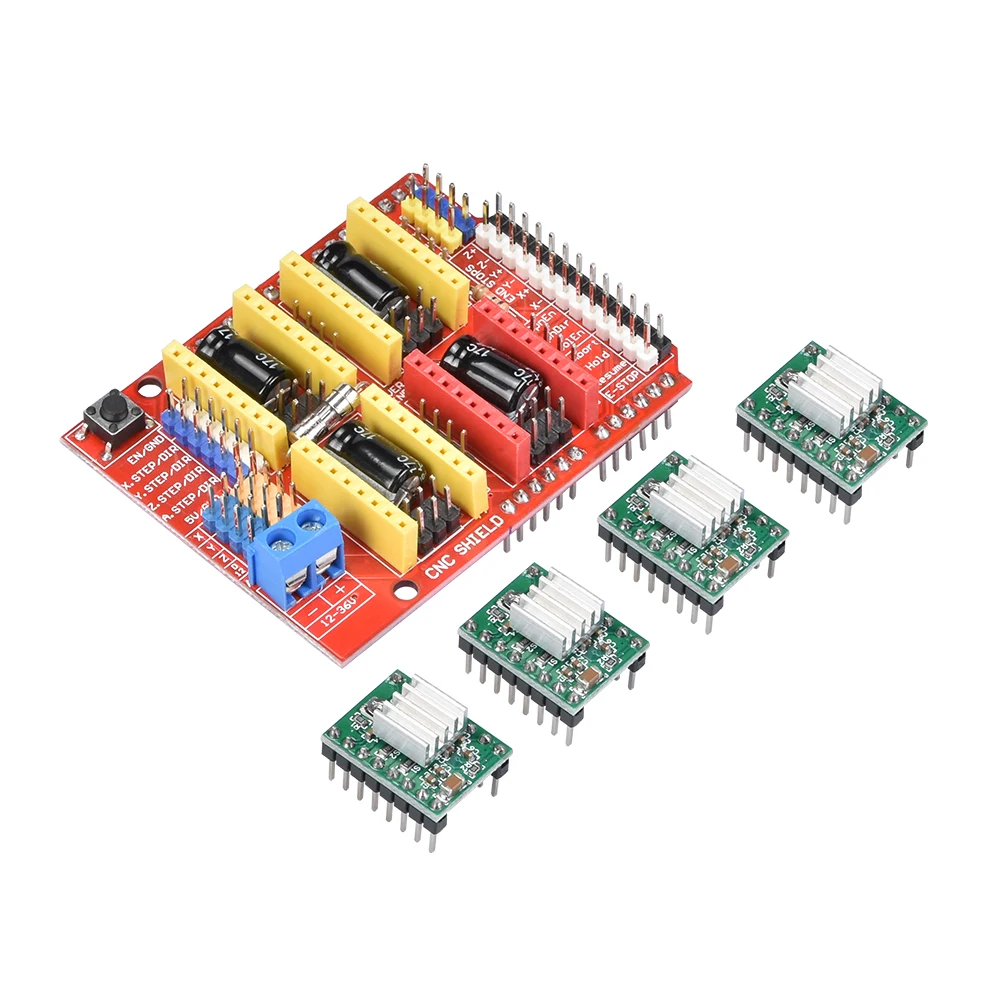Плата Расширительная для ЧПУ Arduino V3.0 гравер + 4 драйвера шагового двигателя A4988 с
