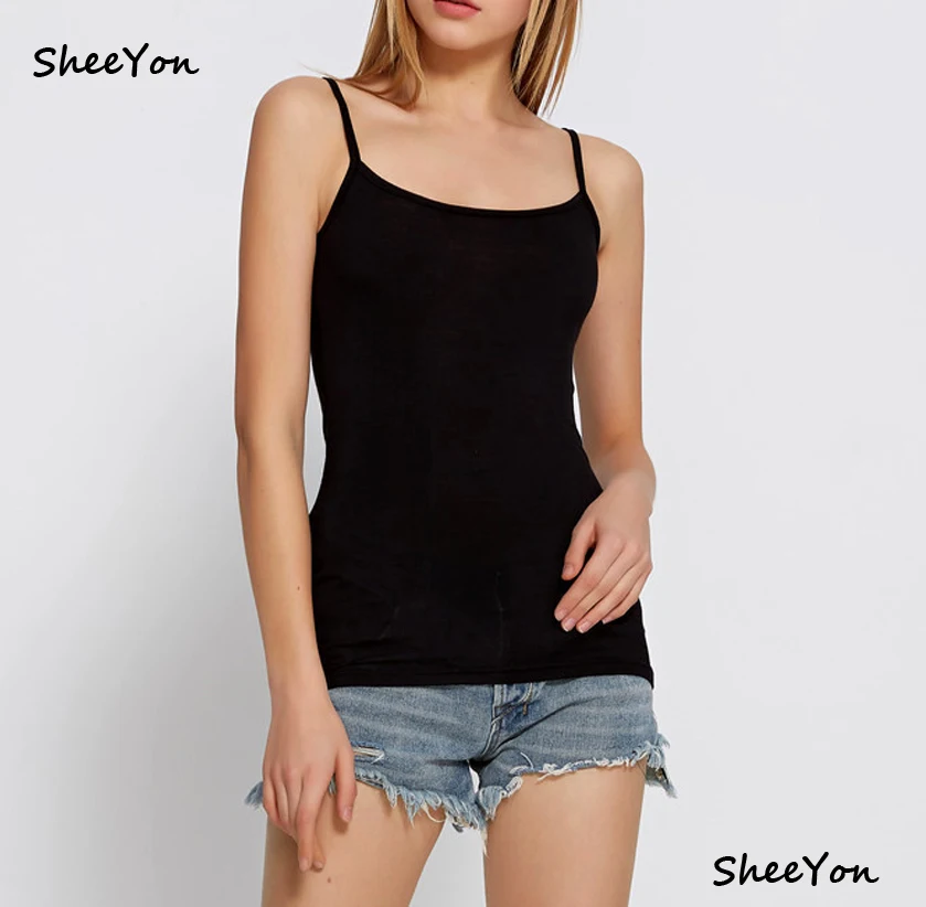 Sheeyon Женские повседневные однотонные тонкий нижний топы на бретельках Короткие