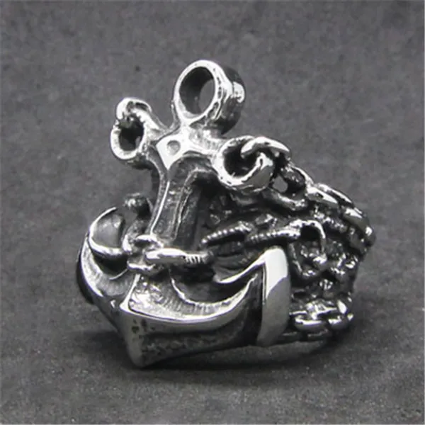 2017 Big Anchor Ring 316L Stainless Steel Women Mens Fashion Punk Style Navy Ship | Rings