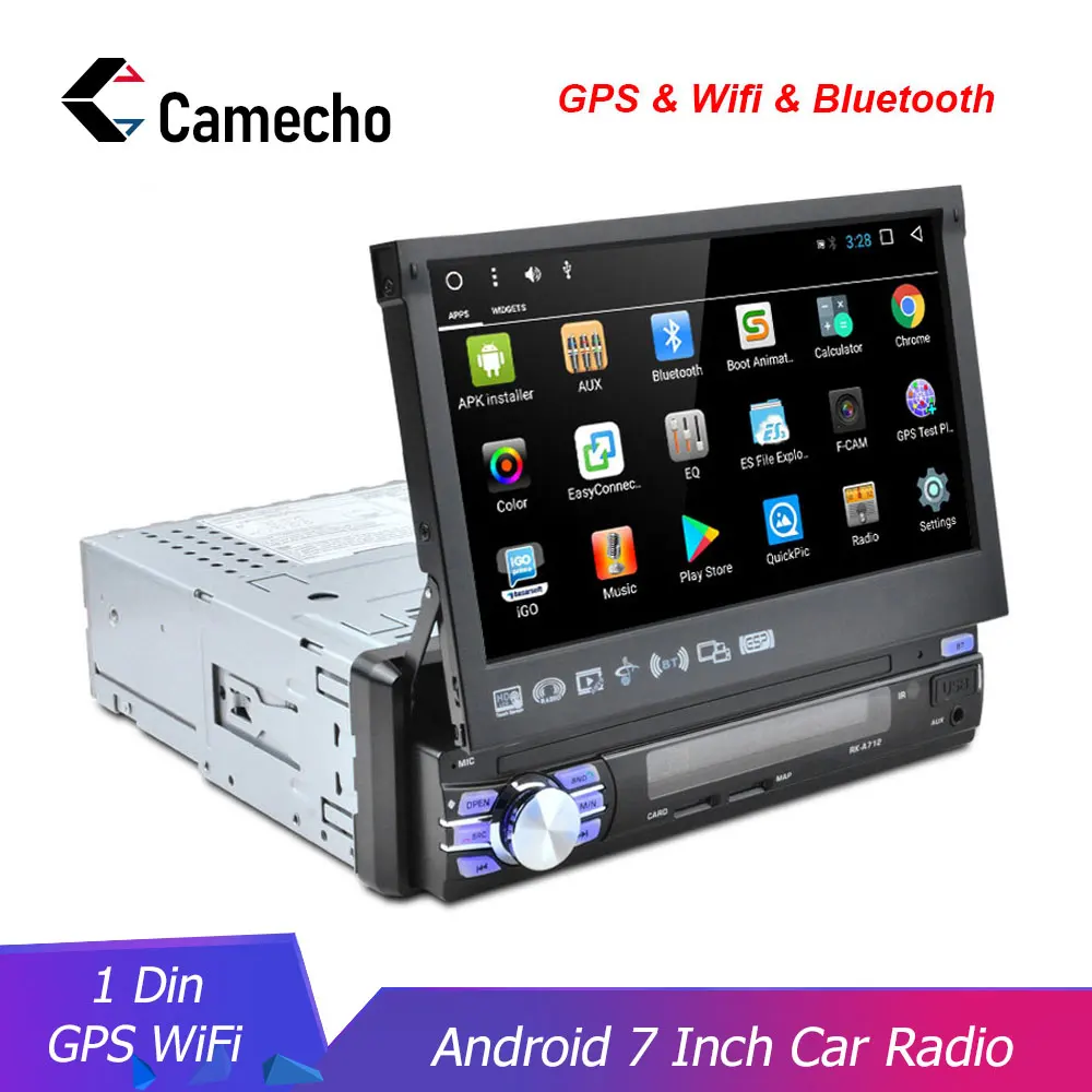 Camecho 12V стерео аудио Радио 7 &quotHD Bluetooth GPS WiFi Авторадио DVD Зеркало Ссылка 1 Din