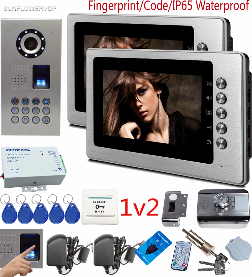 SUNFLOWERVDP отпечатков пальцев домофон Rfid Видео дверной замок видео-глаз 7