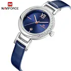 NAVIFORCE Women Watch Fashion Casual Quartz Lady Blue PU Leather Date 3ATM Waterproof Wristwatch Gift for Girl Wife Woman 2019
