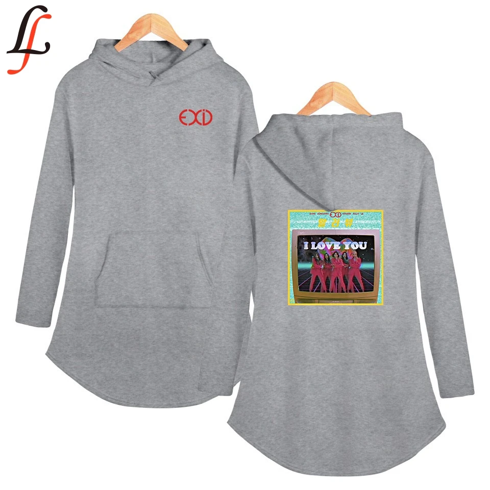 Платье с капюшоном EXID классическое Повседневное платье карманами и длинным