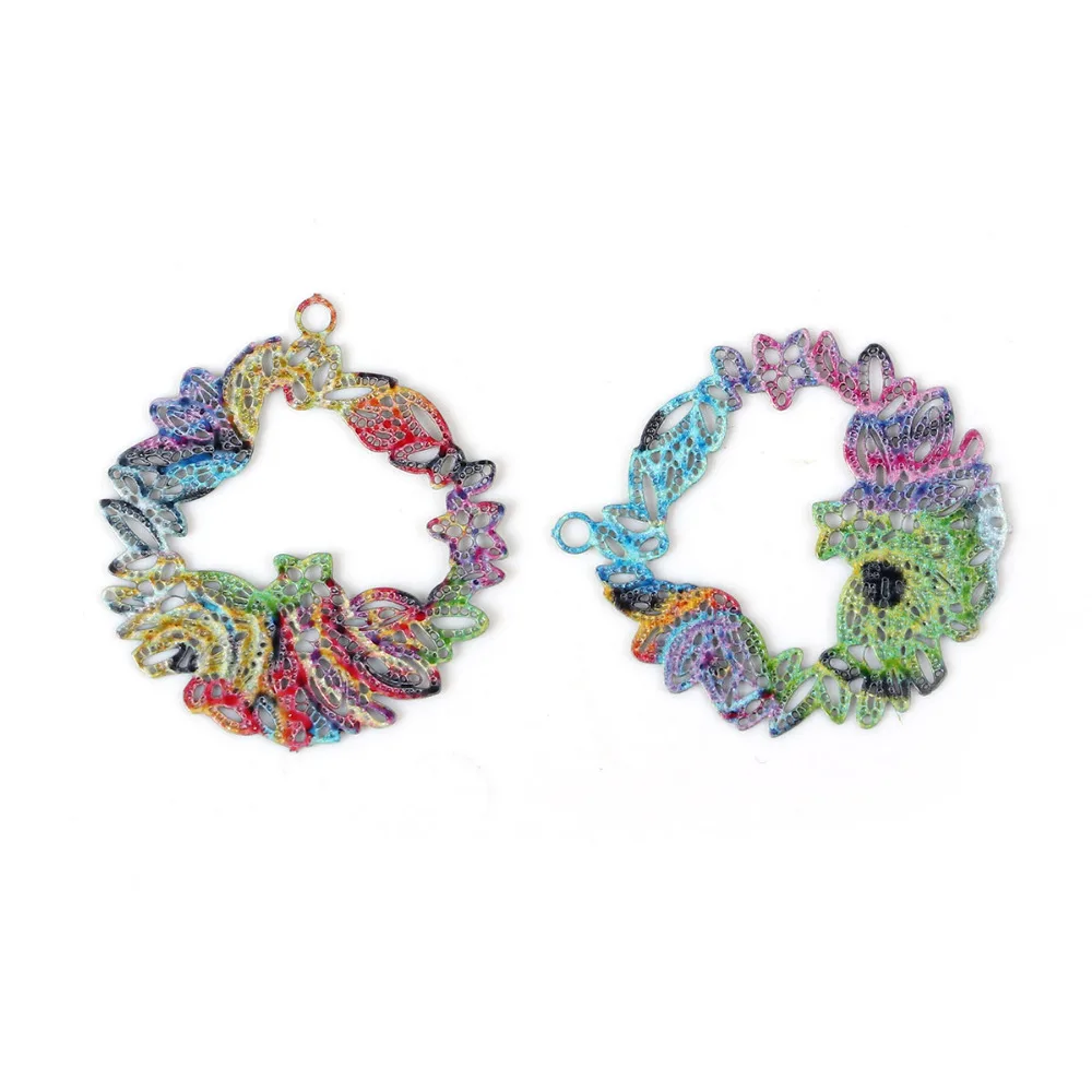 

DoreenBeads полые круглые подвески из железного сплава, Разноцветные Подвески в богемном стиле 23 мм (7/8 ") x 20 мм (6/8") 10 шт.