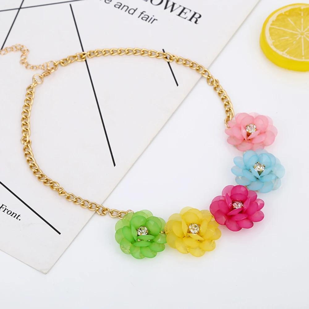 Женское короткое ожерелье с цветами Красивое Летнее в Корейском стиле - купить по